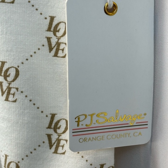 PJ Salvage Drawstring Waist Love Print Side Stripe Lounge Sleep Shorts - Ivory - Picture 8 of 10